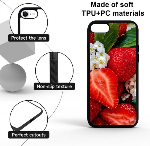 For Apple iPhone SE 11 12 13 14 15 16 Anti scratch Cover Daisy Floral Strawberry - Picture 9 of 25