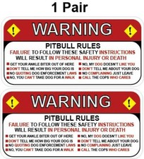 Pitbull Rules Warning Funny Decal Stickers 2 Pack 2.5 X 5.25 P428 Pitbull Rules Warning Funny Decal Stickers 2 Pack 2.5 X 5.25 P428