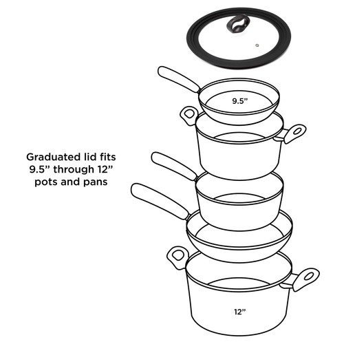 Ecolution Universal Lid for Pots Pans and Skillets Vented Tempered Glass Fits - Picture 3 of 7