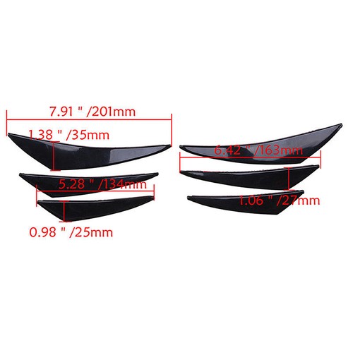 6pcs Carbon Fiber Car Front Bumper Fin Canards Valence Spoiler Splitter Diffuser - Picture 6 of 10