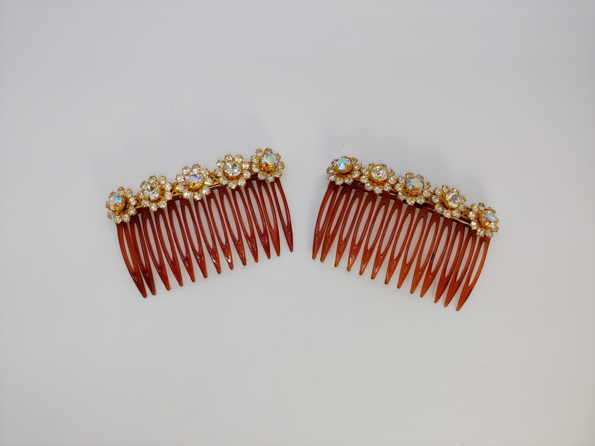 Miriam Haskell Vintage Hair Clip Signed 1950s Miriam Haskell Clip On Earrings in Blue and Green  main image 2