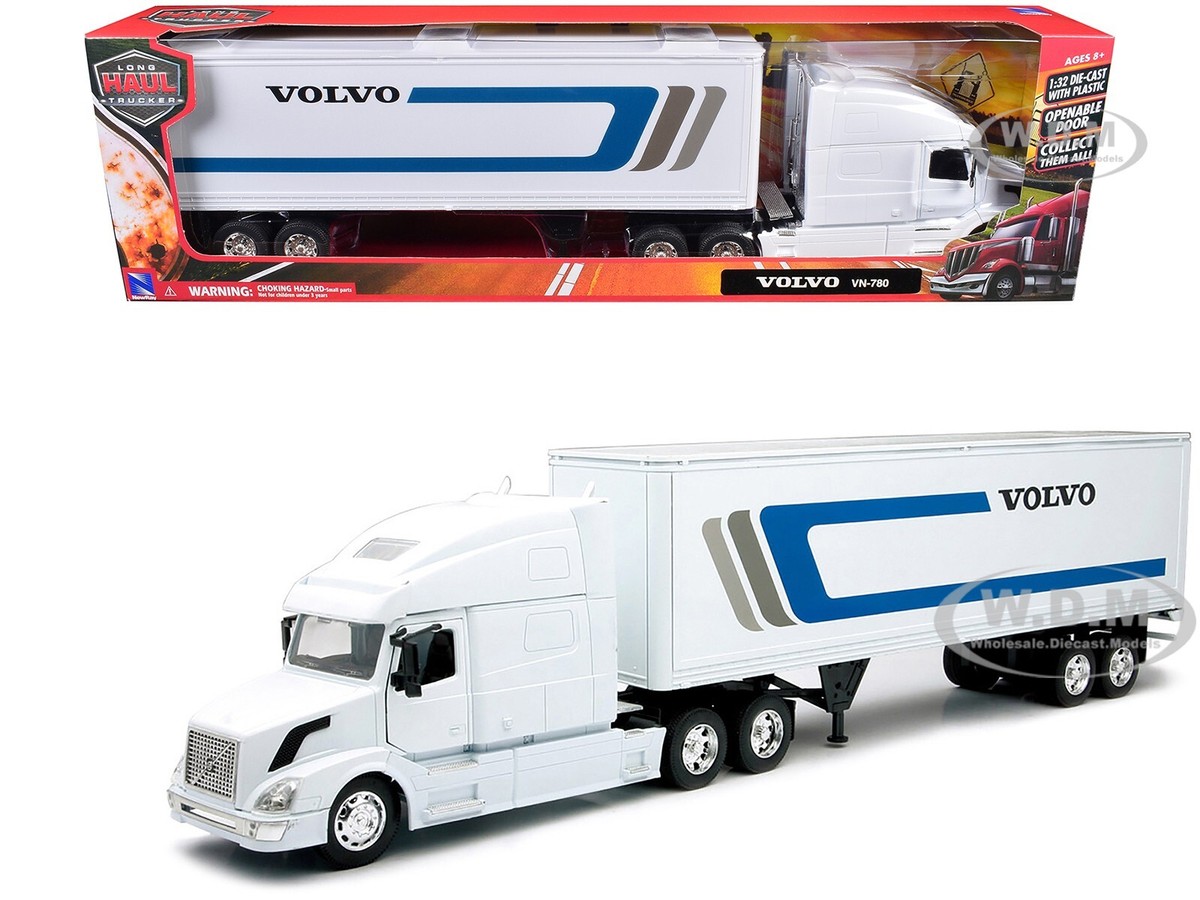 VOLVO VN-780 TRUCK W/DRY VAN TRAILER WHITE 1/32 DIECAST MODEL BY