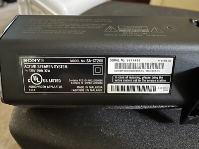 Sony HT-CT260 Sound Bar With Wireless Subwoofer 700613271575| eBay