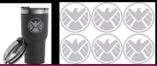 Agents of SHIELD logo Six 2" Silver Metallic Vinyl Decals Tablet Phones Tumblers
