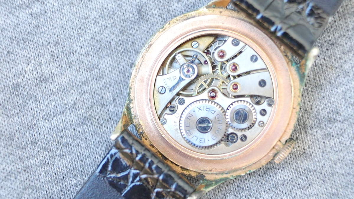 VINTAGE BUREN GRAND PRIX SWISS WATCH MEN'S PATINA DIAL HAND WIND