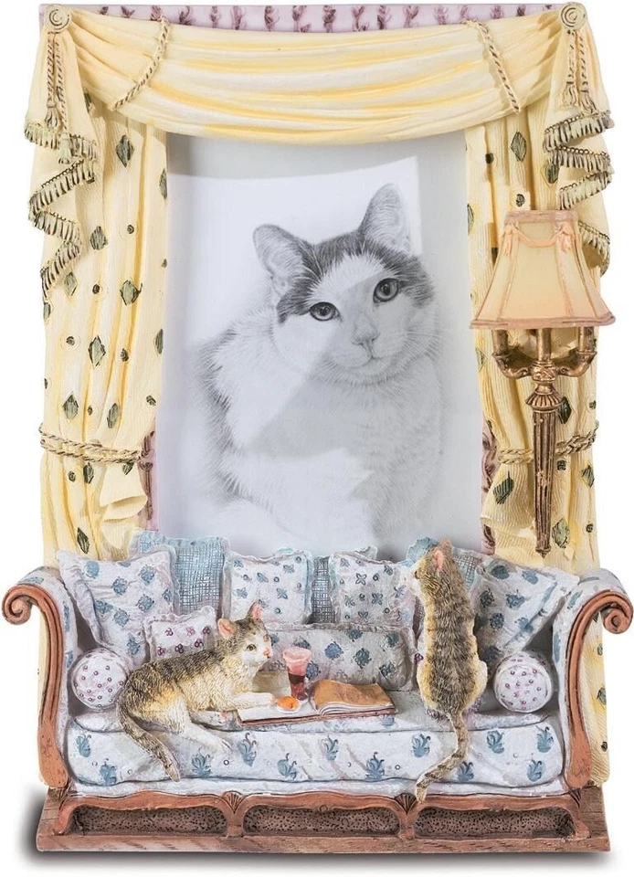 Cadre photo déco figurine statuette Chat sur canapé vintage rétro à poser animal - Photo 1/1