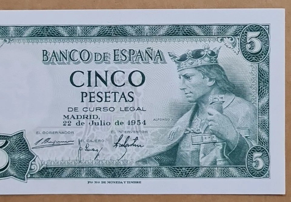 1954 SPAIN 5 PESETAS *MADRID* 'UNC'【P-146a】 - Image 3 of 4