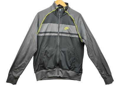 Nike Sportswear Mens Full-Zip Activewear Jacket Size M Gray Black Mock Neck Logo