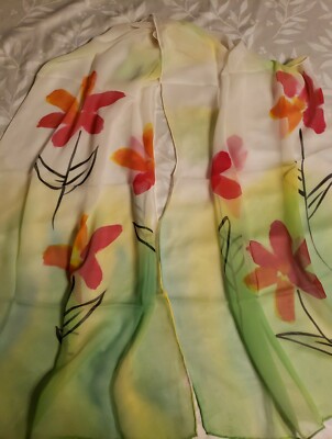 Cocoon House Sheer Hand Rolled Silk Floral Scarf/shawl