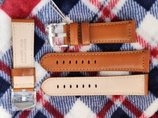 24mm Brown Genuine Leather Water Resistant Watch Strap Band Paneri Buckle