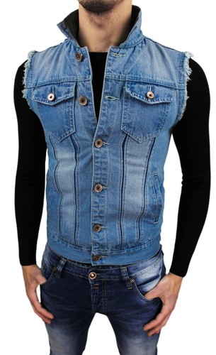 SMANICATO JEANS UOMO DIAMOND DENIM GIUBBOTTO GILET CARDIGAN SLIM FIT da M a  XXL | eBay