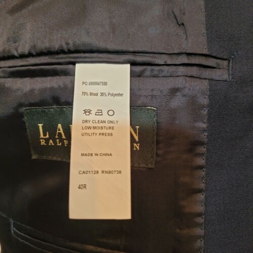 Lauren Ralph Lauren Men 40R Navy Blue Wool Blend Blazer NWT - Picture 4 of 23