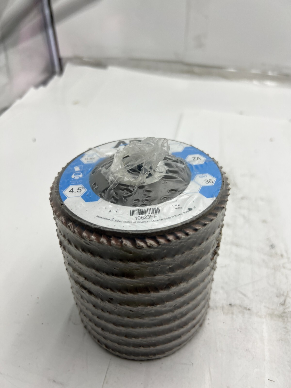 (QTY 10) ARC Abrasives 10823FF Flap Discs Type 27 4-1/2" 36 Grit 7/8"