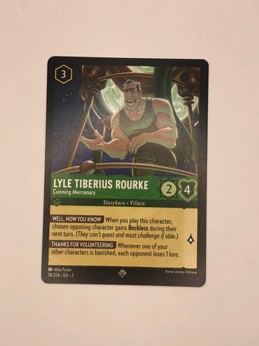 Lyle Tiberius Rourke Astuto Mercenario Disney Lorcana nelle Terre Inchiostri NON FOIL
