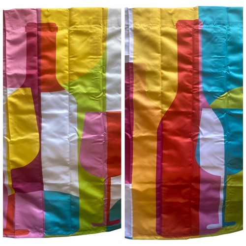 Wine Bottle Print Kitchen Curtain Tapestry, 55x39 Hanging Linen Wall Art, 2 Pack
