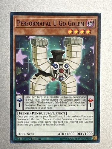 1x Performapal U Go Golem LEDD-ENC10 Common 1st Edition Mint/Near Mint NM YUGIOH - Picture 1 of 3