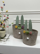 Shabby Chic Cute Eater Rabbit Basket Set Decoration Easter Home Decor