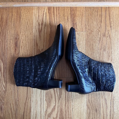 Peter Keiser Black Kenya Leather Boots Germany Made Size 7 Textured Squared Toe - Imagen 6 de 10