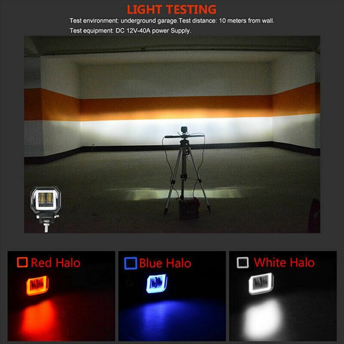 3inch LED Work Light Bar Spot Driving Fog Pods DRL Red Halo Offroad 4WD ATV SUV - Picture 8 of 11
