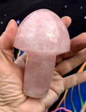 Rose Quartz Healing Mushroom 4 in Polished figurine Pink Carving heavy 393gm