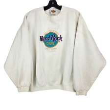 Vintage HARD ROCK CAFE Sweater Adult XL White LAS VEGAS Spell Out Sweatshirt