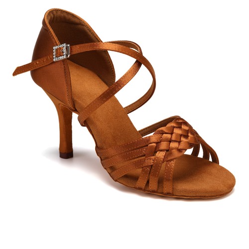 Women Ballroom Latin Dance Shoes Silk Satin Salsa Tango Shoes 5.5/7.5/8.5CM Heel - Picture 18 of 30
