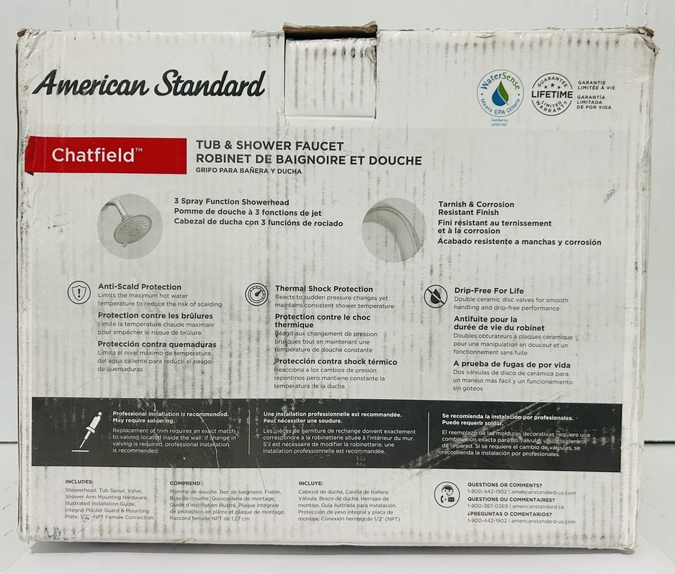 American Standard 7413508.295 Chatfield Tub/Shower Trim Kit Brushed