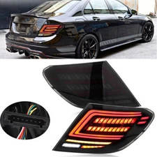 Pair For Mercedes W204 C250 C300 2007-2014 Rear LED Tail Light Brack Lamp Smoked