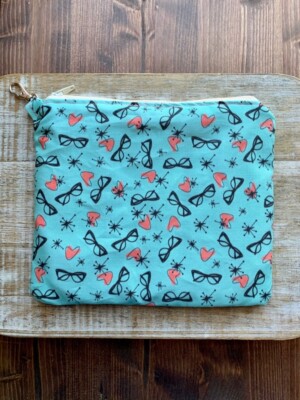 Handmade Pinup Cat Eye Glasses Nostalgic Retro Makeup Pouch