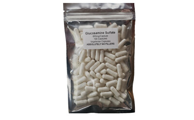 Glucosamine Sulfate 800mg/Cap, 100 Capsules, NO FILLERS, Veg Caps, Best Price