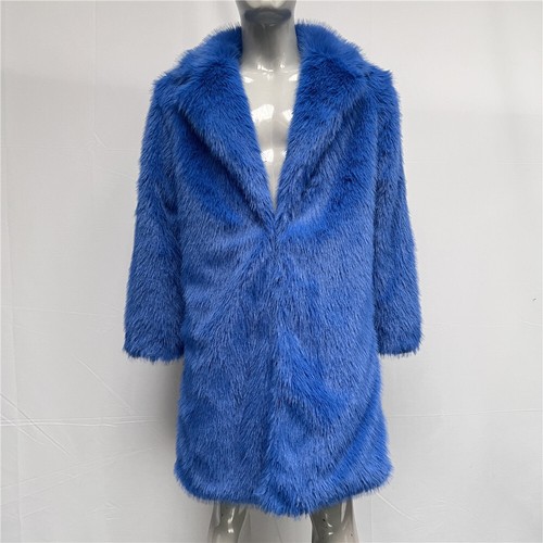 Winter Mens Lapel Collar Mid Long Trench Coat Faux Fox Fur Overcoat Outwear Warm - Picture 18 of 27