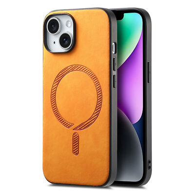 For iPhone 16e 15 11 12 16 14 13 Pro Leather Case Shockproof Mag Safe Cover