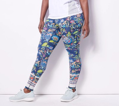 Tolani Collection Printed Leggings with Side Pockets Small S Navy Blue A469949