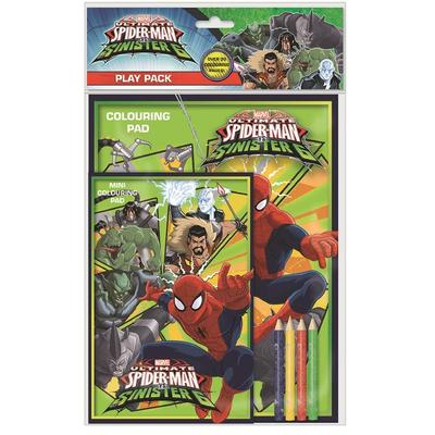 KIDS ULTIMATE SPIDERMAN VS SINISTER 6 PACK SPIELSET MALBLÖCKE & STIFTE