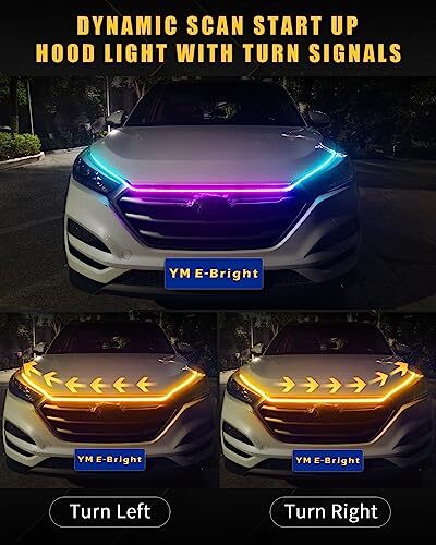 Car Led Lights Exterior RGB Hood Light Strip 70 inches Dynamic Multicolor - Picture 3 of 7