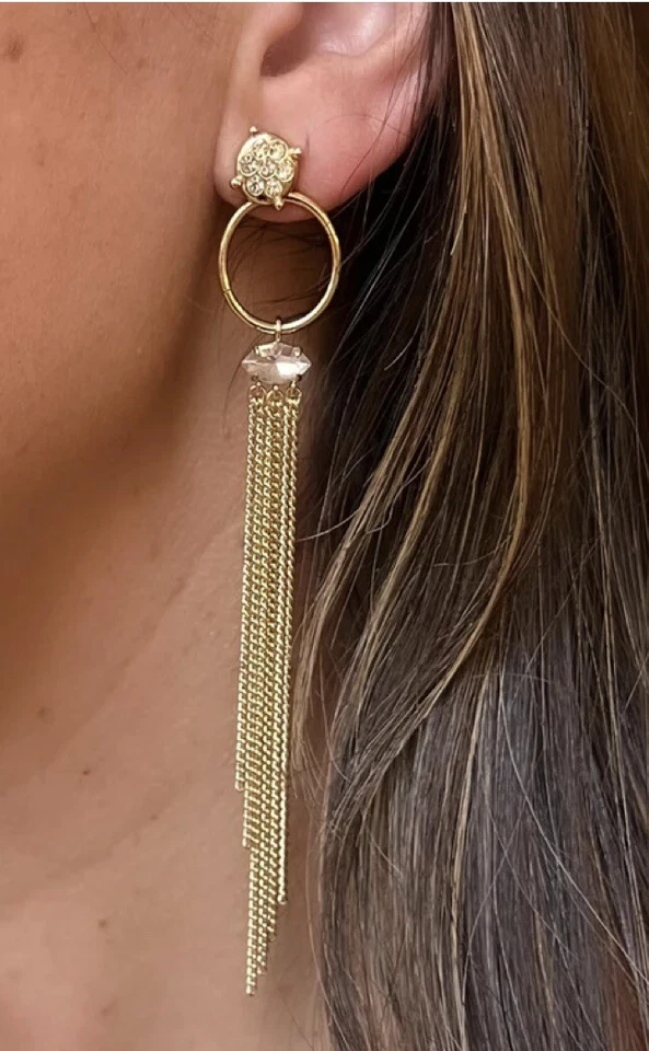 Pendientes Stella & Dot GRACIE CHANDELIER Oro Latón Sumergido Nuevos Distintivos Foto 3 de 4