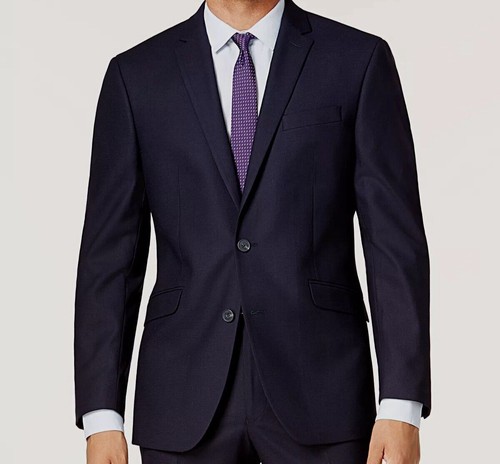 Kenneth Cole Men's Blue Shadow Check Slim Fit 2-Piece Jacket Pants Suit Size 42R - Picture 3 of 7