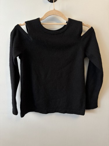 Vintage 90s Donna Karen New York 100% Cashmere Cold Shoulder Black Jumper Size L