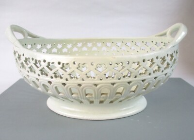 Staffordshire Pottery creamware reticulated basket John Shorthose 19th century