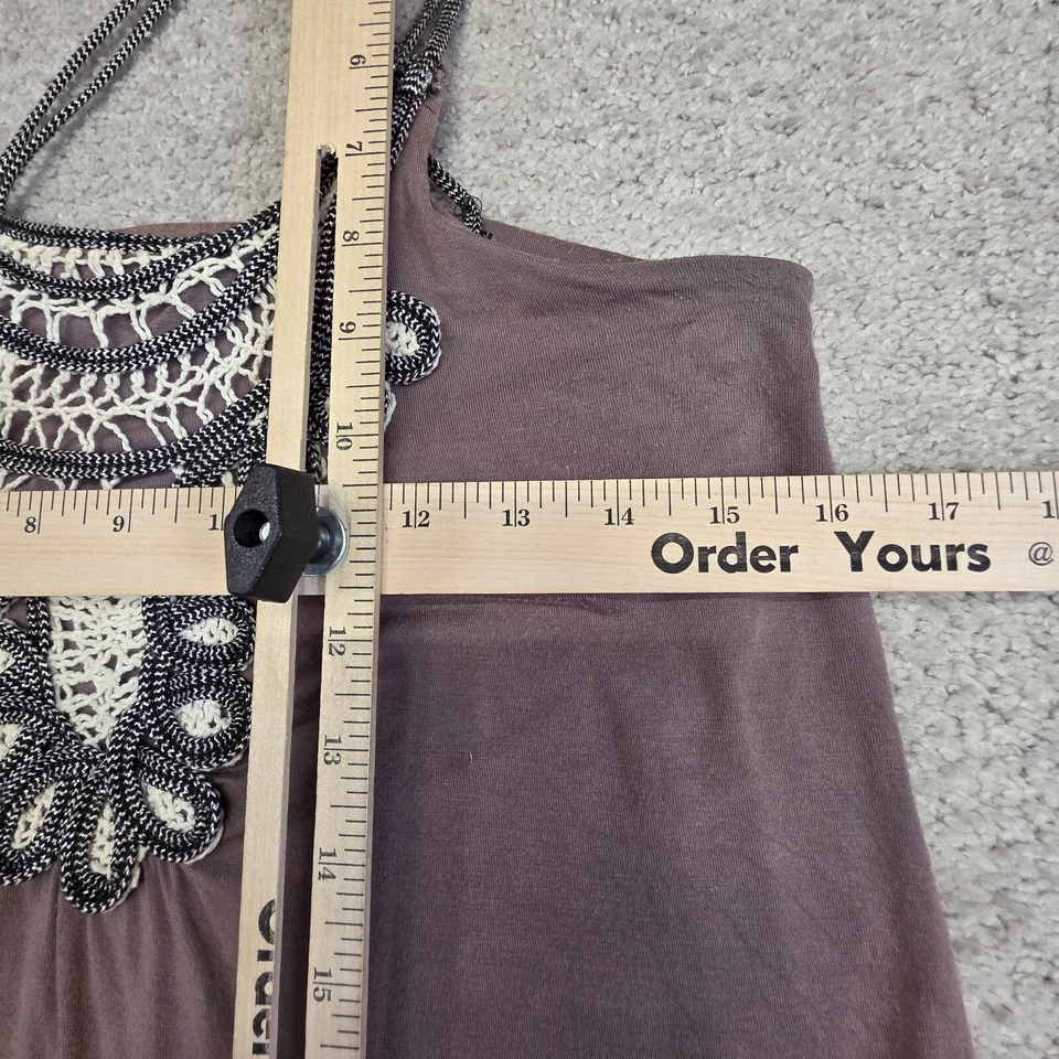 Camiseta sin mangas Design History plateada con tiras bohemia crochet camisa pequeña Foto 3 de 4