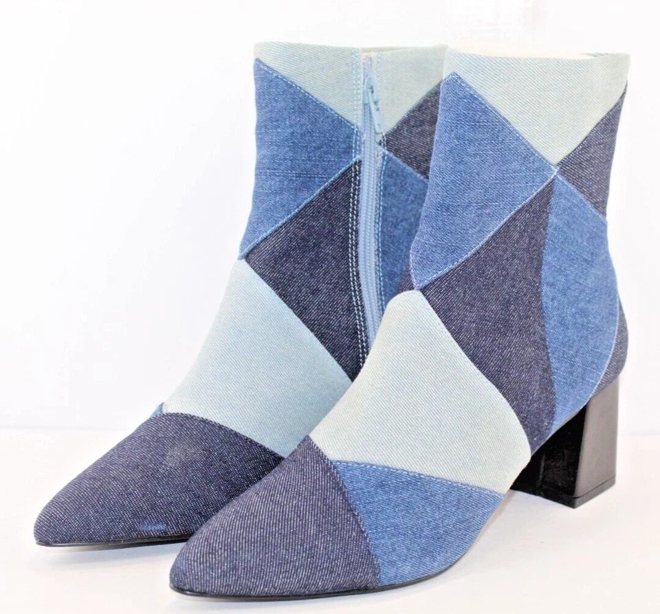 Ashro Mujer Botín Estilo Tanasha Azul Denim Talla 9.5 M Cremallera Lateral NUEVO Foto 2 de 4