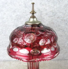 Vintage Ruby Cut to Clear Glass Germany Dresden by Peck Crystal Lamp Light