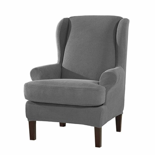Elastic Wing Back Chair Cover Separate2pc Wing Back Arm Chair Sofa Slipcover - Picture 19 of 32
