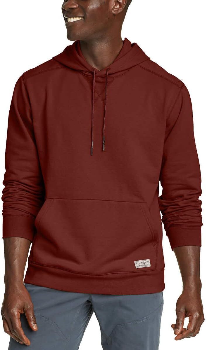 Eddie Bauer Men's Red Kangaroo Pocket Hooded Pullover