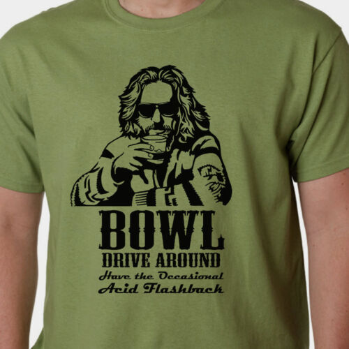 Big Lebowski t-shirt - BOWL DRIVE AROUND ACID FLASHBACK quote CULT FILM COEN   - Picture 1 of 2