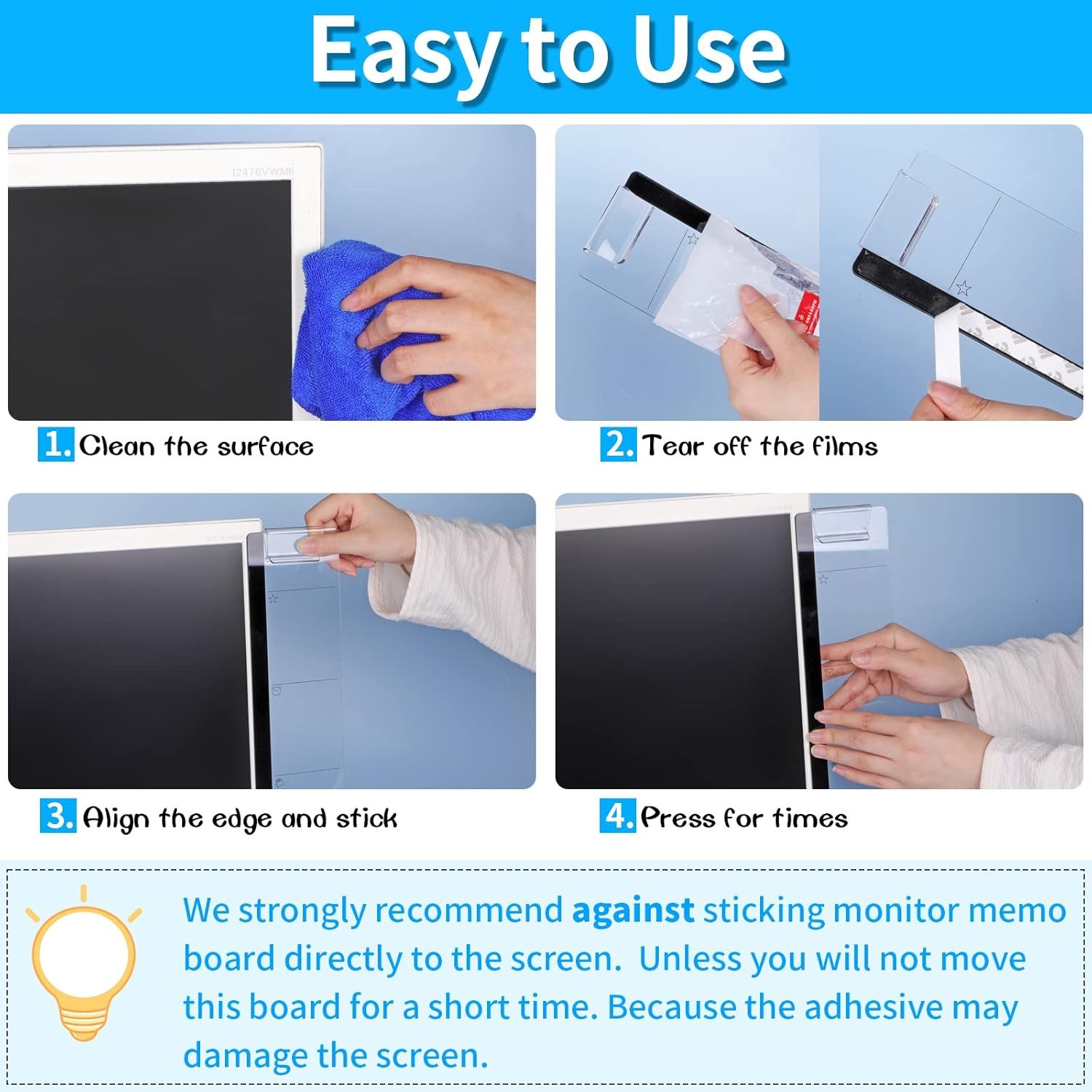 Monitor Memo Board 2PCS Sticky Note Holder for Computer Screen