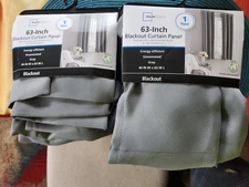 New Blackout curtains, 2 panels, grey, 40"W x 63"L with Grommets no packaging