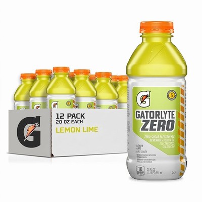 Gatorlyte Zero Sugar Electrolyte Drink Lemon Lime 12 Bottles 20 Fl Oz Each