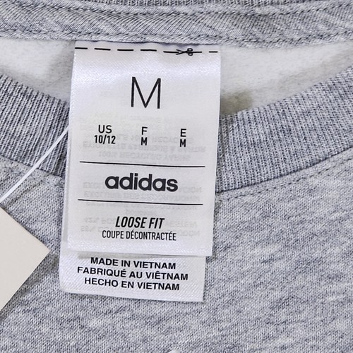 Adidas Sweatshirt Girls Medium Gray Long Sleeve Fleece Crew Neck New - Picture 5 of 8