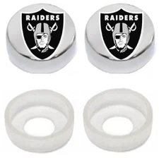 TWO Chrome bolt cover License Plate Screw Cap for oakland raiders